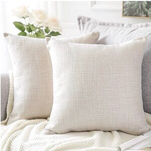 Beige Linen Fabric pillow cover—set of 2